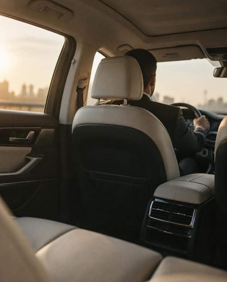 Spacious executive interior with leather rear seats